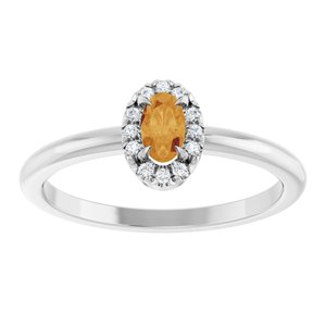 14K White Gold Natural Citrine & .05 CTW Natural Diamond French-Set Halo-Style Ring