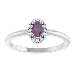 Platinum Lab-Grown Alexandrite & .05 CTW Natural Diamond French-Set Halo-Style Ring