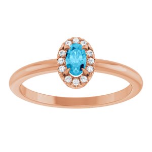14K Rose Gold Natural Aquamarine & .05 CTW Natural Diamond French-Set Halo-Style Ring