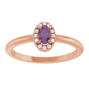 14K Rose Gold Lab-Grown Alexandrite & .05 CTW Natural Diamond French-Set Halo-Style Ring