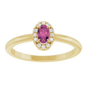 14K Yellow Gold Natural Pink Tourmaline & .05 CTW Natural Diamond French-Set Halo-Style Ring