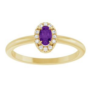 14K Yellow Gold Natural Amethyst & .05 CTW Natural Diamond French-Set Halo-Style Ring