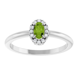 Sterling Silver Natural Peridot & .05 CTW Natural Diamond French-Set Halo-Style Ring