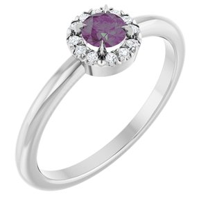 14K White Gold Lab-Grown Alexandrite & .05 CTW Natural Diamond French-Set Halo-Style Ring
