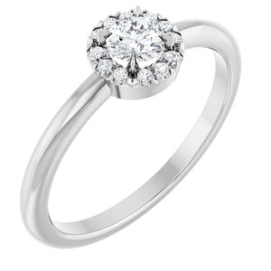 Sterling Silver Natural White Sapphire & .05 CTW Natural Diamond French-Set Halo-Style Ring