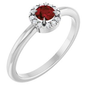 Platinum Natural Mozambique Garnet & .05 CTW Natural Diamond French-Set Halo-Style Ring