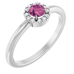 Platinum Natural Pink Tourmaline & .05 CTW Natural Diamond French-Set Halo-Style Ring