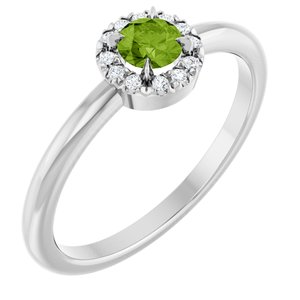 Platinum Natural Peridot & .05 CTW Natural Diamond French-Set Halo-Style Ring