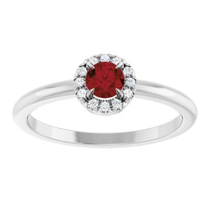 Sterling Silver Natural Mozambique Garnet & .05 CTW Natural Diamond French-Set Halo-Style Ring