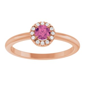 14K Rose Gold Natural Pink Tourmaline & .05 CTW Natural Diamond French-Set Halo-Style Ring