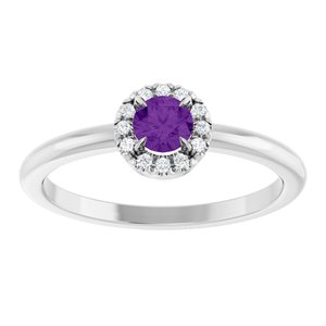 Platinum Natural Amethyst & .05 CTW Natural Diamond French-Set Halo-Style Ring