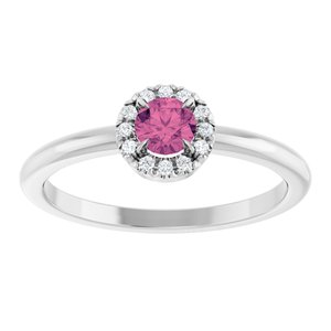 Platinum Natural Pink Tourmaline & .05 CTW Natural Diamond French-Set Halo-Style Ring