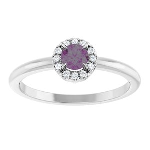 14K White Gold Lab-Grown Alexandrite & .05 CTW Natural Diamond French-Set Halo-Style Ring