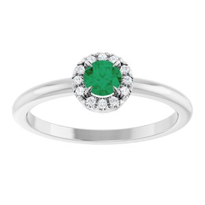 Platinum Lab-Grown Emerald & .05 CTW Natural Diamond French-Set Halo-Style Ring