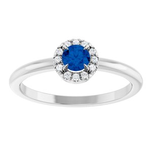 Platinum Lab-Grown Blue Sapphire & .05 CTW Natural Diamond French-Set Halo-Style Ring