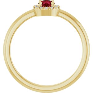 14K Yellow Gold Lab-Grown Ruby & .05 CTW Natural Diamond French-Set Halo-Style Ring