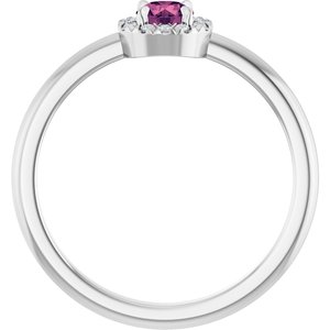 Sterling Silver Natural Pink Tourmaline & .05 CTW Natural Diamond French-Set Halo-Style Ring