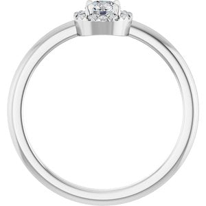 Platinum Natural White Sapphire & .05 CTW Natural Diamond French-Set Halo-Style Ring