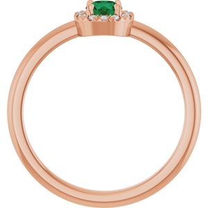 14K Rose Gold Lab-Grown Emerald & .05 CTW Natural Diamond French-Set Halo-Style Ring