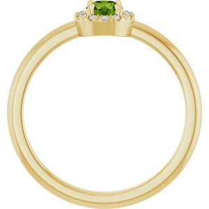 14K Yellow Gold Natural Peridot & .05 CTW Natural Diamond French-Set Halo-Style Ring