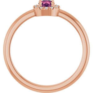 14K Rose Gold Natural Pink Tourmaline & .05 CTW Natural Diamond French-Set Halo-Style Ring