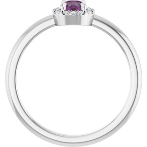 14K White Gold Lab-Grown Alexandrite & .05 CTW Natural Diamond French-Set Halo-Style Ring