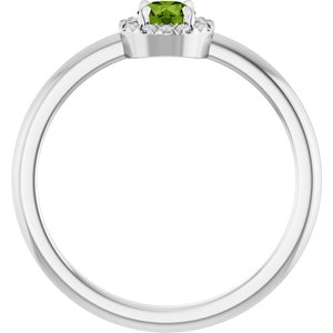 14K White Gold Natural Peridot & .05 CTW Natural Diamond French-Set Halo-Style Ring
