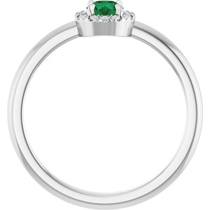 Platinum Lab-Grown Emerald & .05 CTW Natural Diamond French-Set Halo-Style Ring