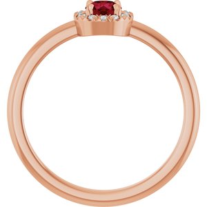 14K Rose Gold Natural Ruby & .05 CTW Natural Diamond French-Set Halo-Style Ring