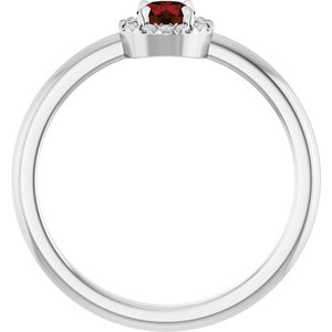 Sterling Silver Natural Mozambique Garnet & .05 CTW Natural Diamond French-Set Halo-Style Ring