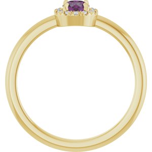 14K Yellow Gold Lab-Grown Alexandrite & .05 CTW Natural Diamond French-Set Halo-Style Ring