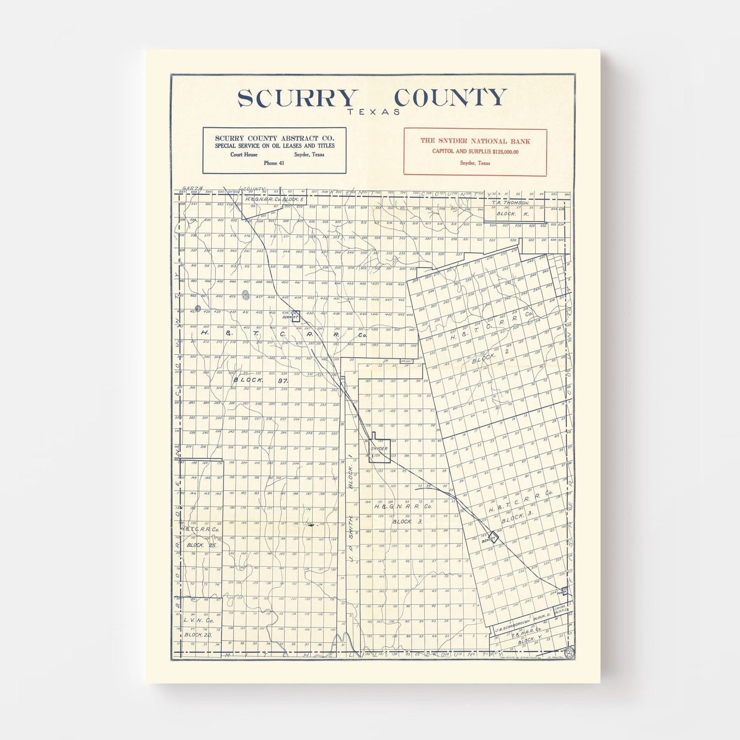 Vintage Map of Scurry County, Texas 1923