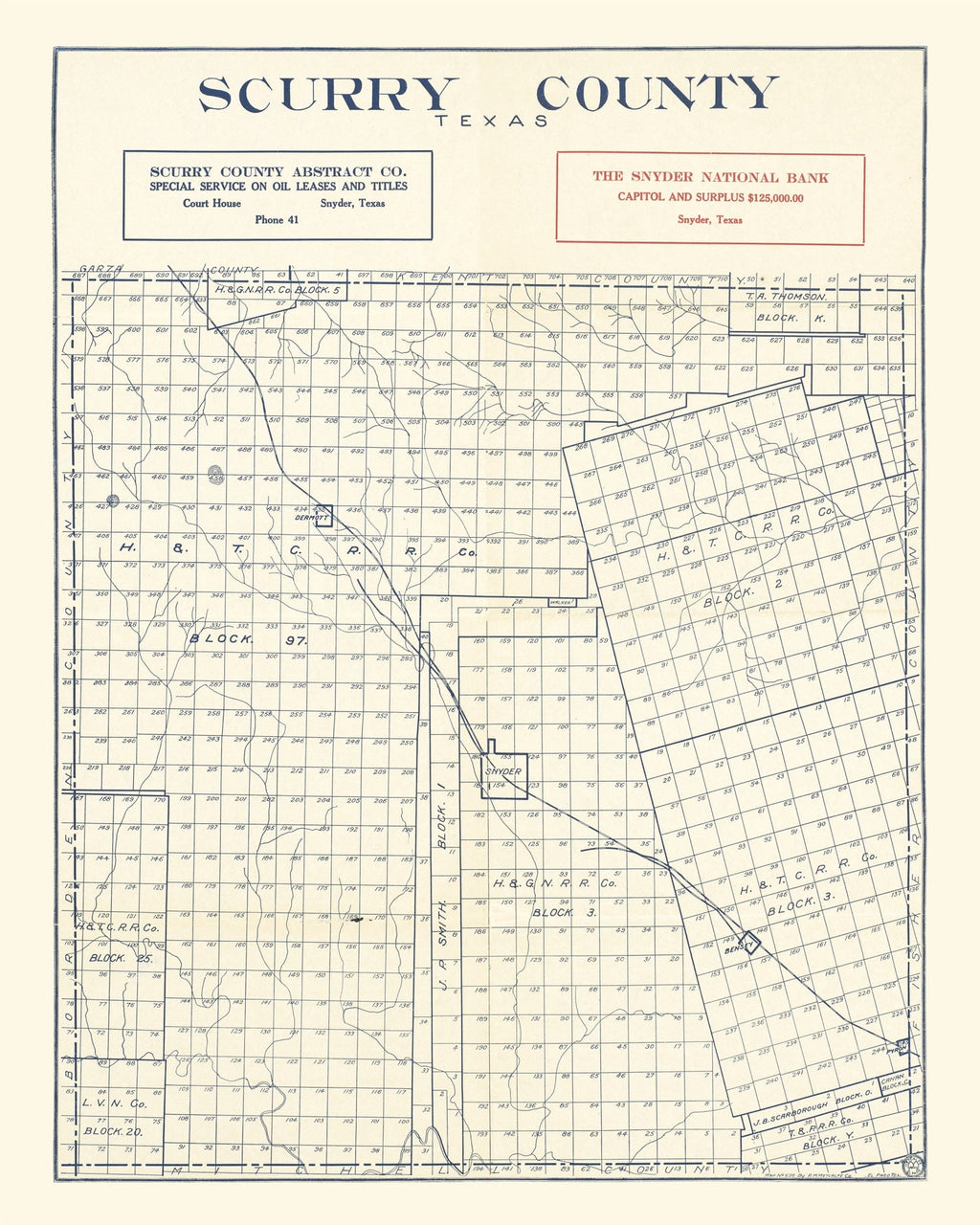 Vintage Map of Scurry County, Texas 1923