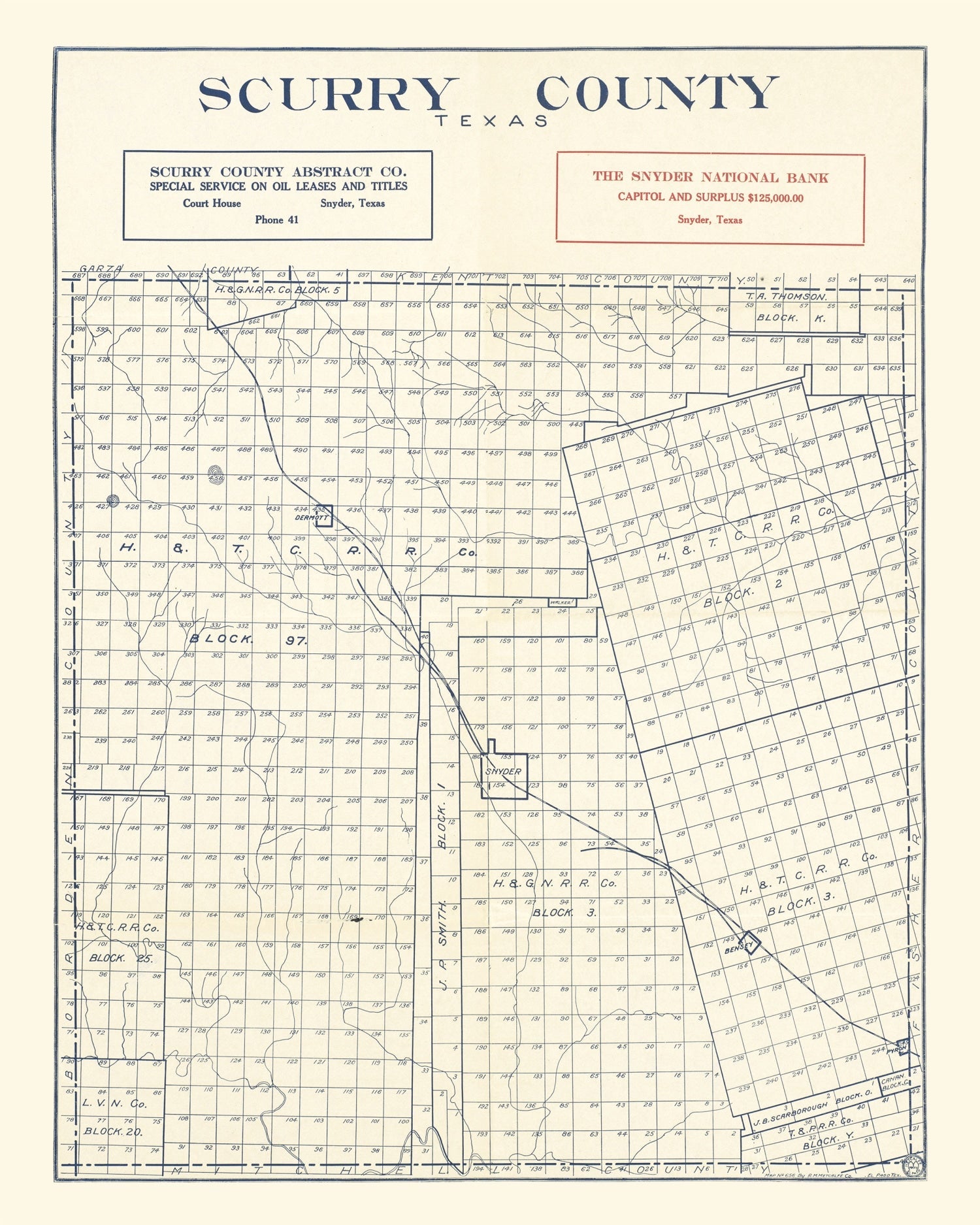 Vintage Map of Scurry County, Texas 1923