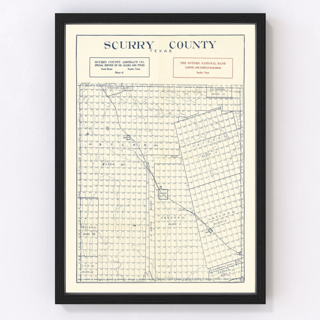Vintage Map of Scurry County, Texas 1923