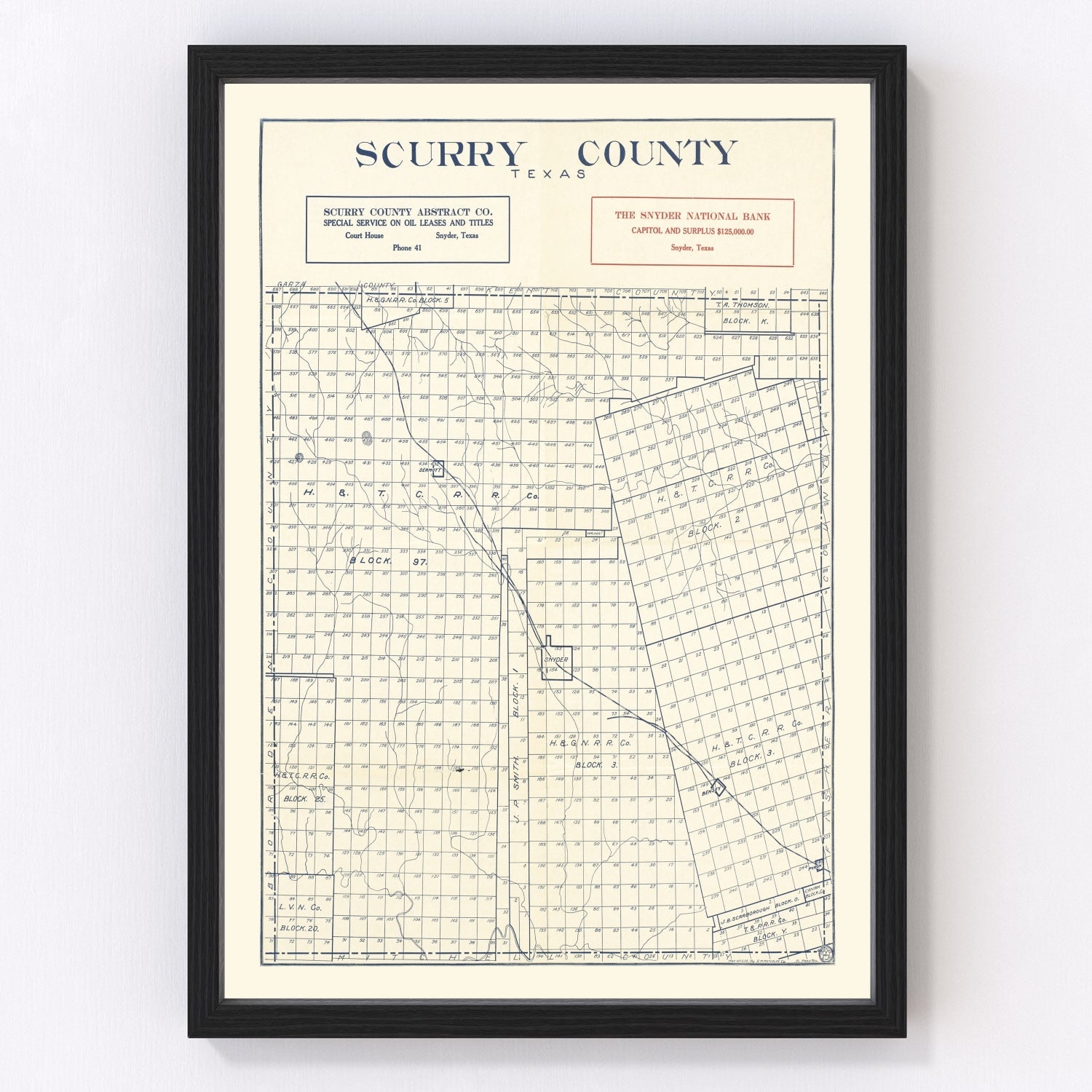 Vintage Map of Scurry County, Texas 1923