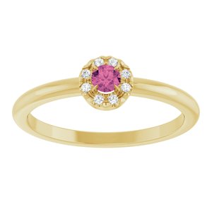 14K Yellow Gold Natural Pink Tourmaline & .03 CTW Natural Diamond French-Set Halo-Style Ring
