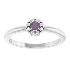 Platinum Lab-Grown Alexandrite & .03 CTW Natural Diamond French-Set Halo-Style Ring