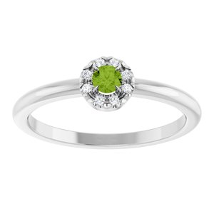Sterling Silver Natural Peridot & .03 CTW Natural Diamond French-Set Halo-Style Ring