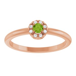 14K Rose Gold Natural Peridot & .03 CTW Natural Diamond French-Set Halo-Style Ring