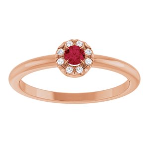 14K Rose Gold Natural Ruby & .03 CTW Natural Diamond French-Set Halo-Style Ring