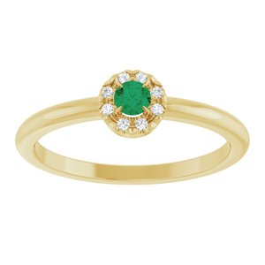 14K Yellow Gold Lab-Grown Emerald & .03 CTW Natural Diamond French-Set Halo-Style Ring