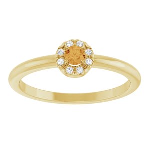 14K Yellow Gold Natural Citrine & .03 CTW Natural Diamond French-Set Halo-Style Ring