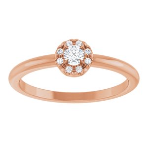 14K Rose Gold 1/8 CTW Natural Diamond French-Set Halo-Style Ring