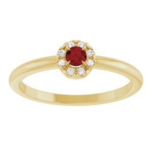 14K Yellow Gold Natural Mozambique Garnet & .03 CTW Natural Diamond French-Set Halo-Style Ring