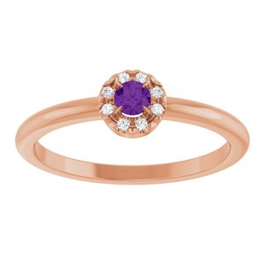 14K Rose Gold Natural Amethyst & .03 CTW Natural Diamond French-Set Halo-Style Ring
