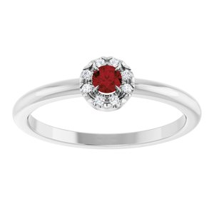 14K White Gold Natural Mozambique Garnet & .03 CTW Natural Diamond French-Set Halo-Style Ring