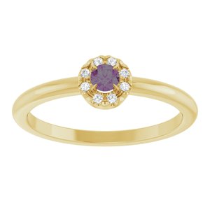 14K Yellow Gold Lab-Grown Alexandrite & .03 CTW Natural Diamond French-Set Halo-Style Ring