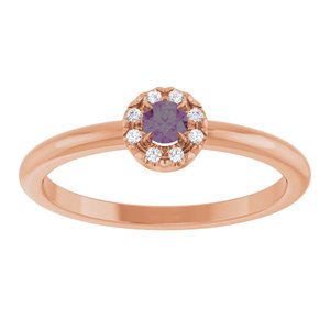 14K Rose Gold Lab-Grown Alexandrite & .03 CTW Natural Diamond French-Set Halo-Style Ring