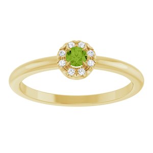 14K Yellow Gold Natural Peridot & .03 CTW Natural Diamond French-Set Halo-Style Ring